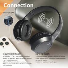 Gerripuer 防噪音无线耳机，包耳式，可伸缩和可折叠设计，适用于智能手机，新年和情人节礼物，USB-C，高保真立体声低音，清晰的免提通话 - 黑色 - 查看 8