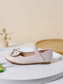 1 par de sapatos casuais baixos minimalistas com decoração de laço para meninas, primavera/verão - Bege - Ver 3