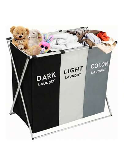 Cesta para Ropa Plegable con 3 Compartimentos, 120L Multifunción Cestos para Lavandería Organizadores de Ropa Sucia Clasificador de Cestas 68x38x60cm para Lavar y Separar la Ropa