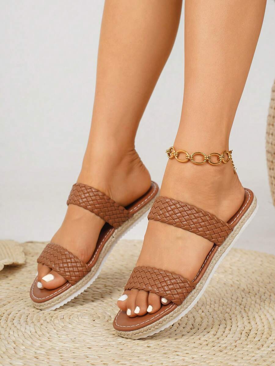 Dép xỏ ngón đế bằng đế bằng xỏ ngón cho nữ, dép xỏ ngón mũi tròn chống trượt, dép xỏ ngón đế bằng ngoài trời cho nữ