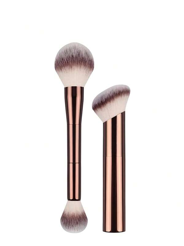 Set de 2 pinceles profesionales para base, pinceles tubulares biselados, herramientas de maquillaje con fibra suave para fácil transporte, pinceles para viaje