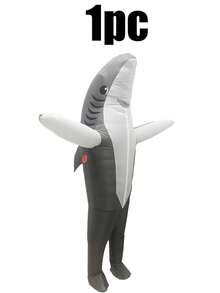 1/2/3pcs Adult Blue Shark Inflatable Costume, Inflatable Costume, Shark Costume, Adult Inflatable Costume, Christmas Anime Cosplay Costume Sea Fish Shark Mascot Fancy Dress Party Cosplay Halloween - Multicolor - View 18