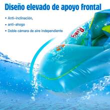 ¡El bebé nada tranquilo! Visera ajustable + Anilla de natación con triple cámara de aire | Patas 100% antideslizantes | ¡El regalo perfecto para el verano! - Azul - Ver 6