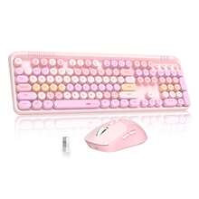 MageGee 2.4G Wireless Keyboard And Mouse Combo, Full-Size Silent Keyboard With Phone Holder And Low-Profile Square Keycaps, 3 DPI Adjustable Wireless Mouse With No Delay, Suitable For PC/Laptop/Tablet/Home Office Typing - Multicolor - View 1