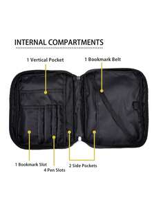 1pc Minimalist Bible Verse Cross Printed Book Tote Bag, With Handles Bible Storage Bag Multifunctional Large Capacity Organizer Bag For Daily Use - Black - View 5