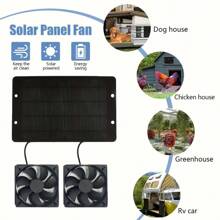 太阳能电动通风机双风扇空气循环，适用于小型鸡舍、温室、棚屋、宠物屋、窗户排气管