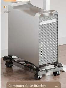 1pc Computer CPU Tower Caster Trolley, Universal Home Office Chassis Mobile Wheeled Stand Holder, ABS Plastic Material, Black & White Color Options, Portable Cooling Raised Base - Black and White - View 1