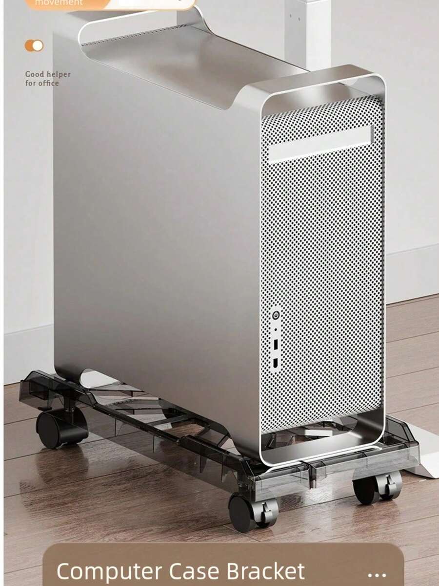 1pc Computer CPU Tower Caster Trolley, Universal Home Office Chassis Mobile Wheeled Stand Holder, ABS Plastic Material, Black & White Color Options, Portable Cooling Raised Base - Black and White - View 1