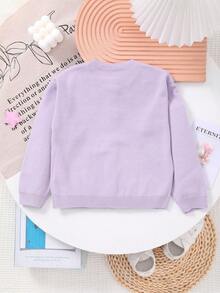Baby Girl Floral Embroidery Knit Cardigan - Purple - View 6