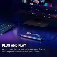 视频采集卡，音频视频采集卡，USB 3.0 采集卡 4K 高清环出，1080P 60FPS/2K 30FPS 视频游戏采集，适用于 Switch/相机/PC/OBS 流媒体播放（黑色） - 黑色 - 查看 3