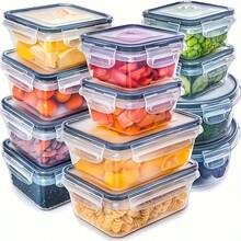 STABLO 12pcs Plastic Sealed Food Storage Boxes, Suitable For Fresh Storage Of Grains And Fruits, With A Transparent And Visible Appearance, Suitable For Storing Tea, Dried Fruits, And Spices, Sealed And Moisture-Proof - 黑色 - 查看 1