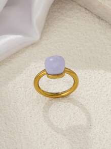 1 件奢华蘑菇不对称方形戒指，铜镶嵌锆石祖母绿宝石，适合作为情人节、婚礼、母亲节、约会的礼物 - 多色 - 查看 16