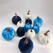 NetHong 12Pcs Fall Artificial Pumpkins Fake Velvet Pumpkin Autumn Halloween Party Decor - Multicolor - View 4