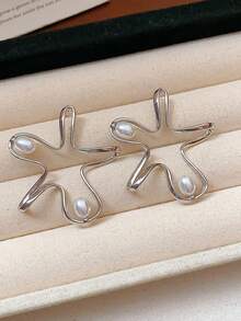 1 对金属花朵和珍珠耳环，独特风格耳环，适合女士和女孩，适合旅行、婚礼、派对、生日、圣诞节礼物，2025 年