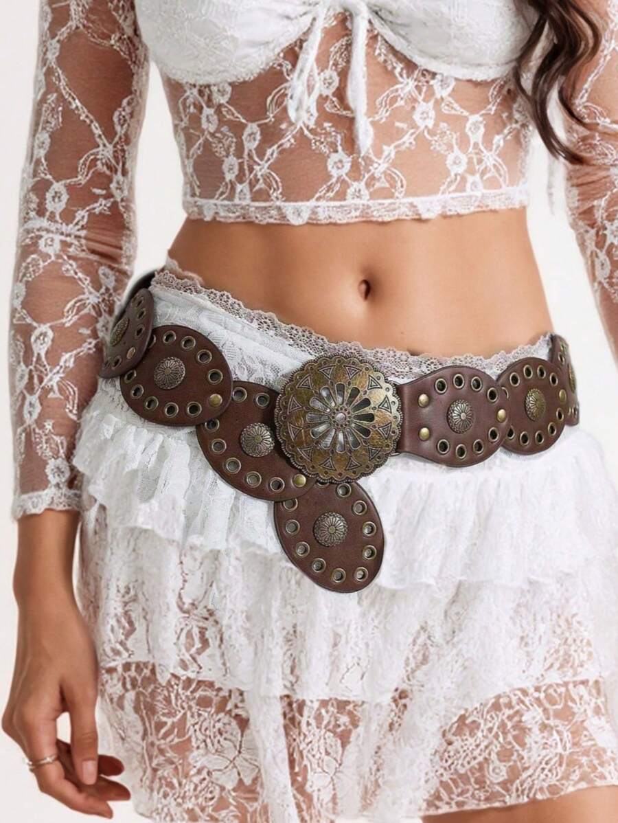 1 قطعة حزام خصر واسع بتصميم بوهيمي أنيق للنساء، مناسب للفساتين والجينز والملابس الكاجوال الصيفية والمدرسية والخريفية وحفلات الهالوين