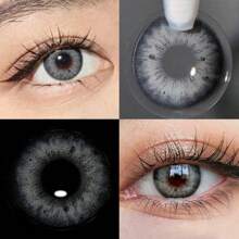 JeweLens 2Pieces Colored Contact Lenses Bueatiful Pupil Natural Color Circle Lens Gray Iris - Grey - View 3