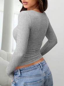 3 Pack Womens Crop Workout Tops Women Pack Summer Gym Athletic Compression Undershirts Cute Tight Basic Tops Tee - 黑色+藏藍色+淺灰色 - 查看 5