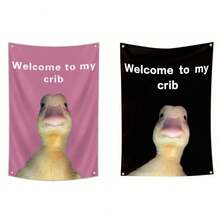 Welcome To My Crib Flag Funny Flags For Room Man Cave Wall Flag With Brass Grommets For College Dorm Room Decor,Outdoor,Parties(3ft*2ft) - Multicolor - View 2
