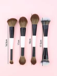 4件套多功能化妆刷套装，包含腮红刷、粉底刷、散粉刷、高光刷、遮瑕刷，适合女孩和女士使用。化妆刷套装，化妆刷套装，化妆刷套装，全套化妆工具，化妆刷套装，化妆刷套装，化妆礼盒套装 - 黑與白 - 查看 6