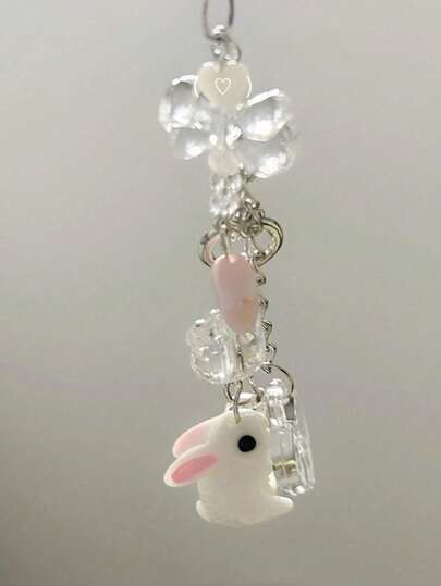 1 Stück Y2K süßer Hase Glocken Anhänger Handykordel aus Harz, kreatives Accessoire