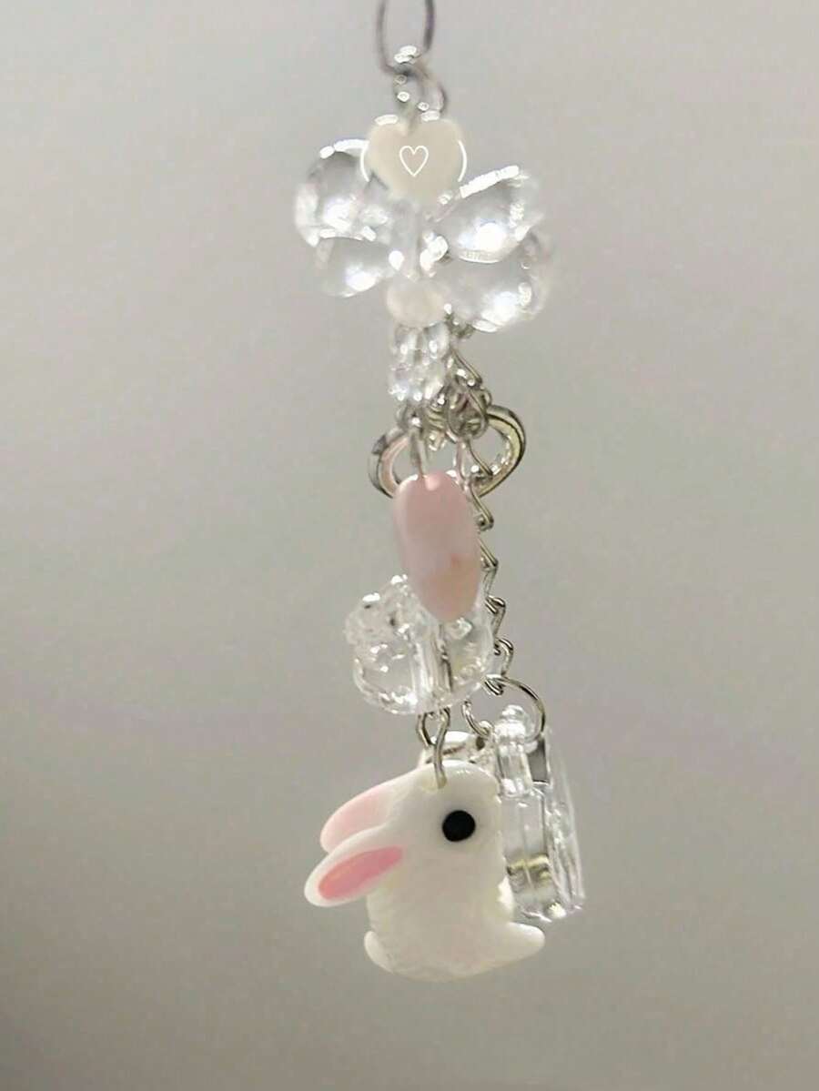 1 pieza Accesorio creativo Colgante de teléfono de conejo de resina con campana, estilo lindo Y2K - Multicolor - Ver 1