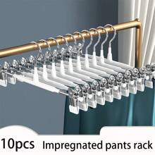 10 件无缝防滑裤架，节省空间的夹式衣架，适用于牛仔裤和长裤，衣服和裤子夹，适用于各种短裤和休闲裤，耐用 - 适用于儿童房和托儿所的存储和整理