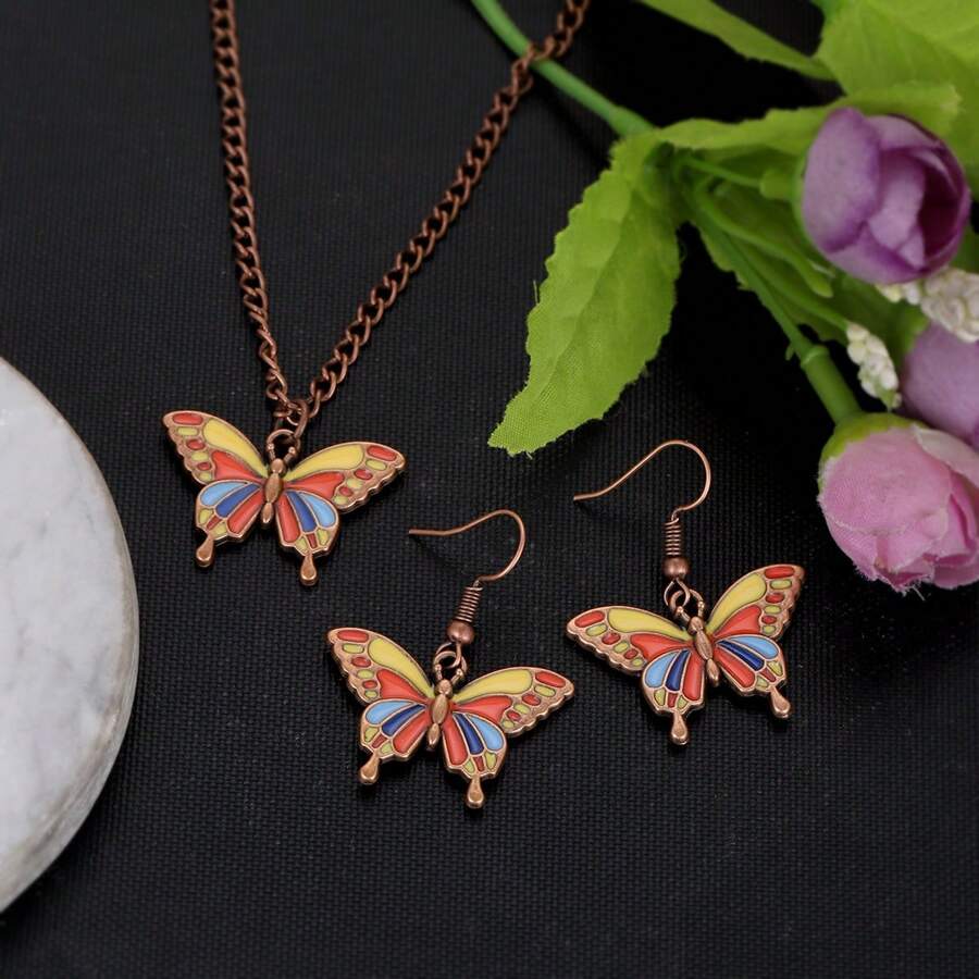 Butterfly Necklaces For Women Dainty Butterfly Charm Earrings Butterfly Pendant Necklace Jewelry Set Butterfly Gifts For Women