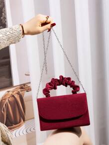 迷人、优雅、精致的灯芯绒手提包，磁性按扣闭合褶皱手腕手包适合女性日常使用、生日派对、婚礼、送给女士和情人节的最佳礼物、派对舞会包