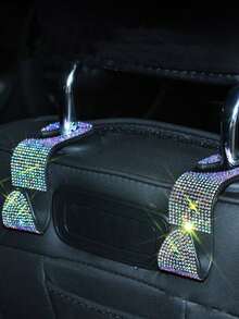 1 pieza Gancho colgador de automóvil con incrustaciones de diamantes para asiento trasero, accesorios creativos ocultos - Negro - Ver 21