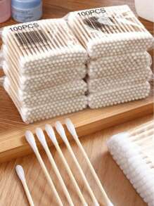 1000 支高品质双头清洁棉签，用于有效清洁耳鼻和化妆品棉签无双头对羟基苯甲酸酯棉签 - 无香精温和耳朵清洁和化妆棒，竹柄，独立包装，适合敏感肌肤浅米色，低过敏性，适用于耳朵和化妆品清洁，