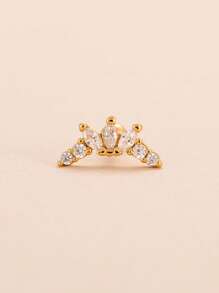 1pc/3pcs Zirconia Lotus Flower Shaped Curved Leaf Floral Fashion Screw Back Stud Earrings, 18K Gold Plated Jewelry For Women