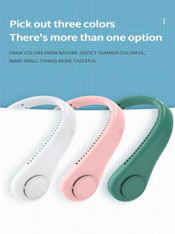 AIR New Portable Leafless Halter Neck Fan, Third Generation Slouchy USB Rechargeable Small Fan, Vortex Air Outlet, Three-Speed Adjustment