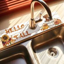 Armaturenabdeckungsmatte, Herbst/Halloween, Badezimmer Armaturenspritzschutz, feuchtigkeitsbeständige rutschfeste Armaturenablaufmatte, Küchenarbeitsplatten-Accessoires, Spülbeckenmatte, multifunktionale saugfähige Unterlage