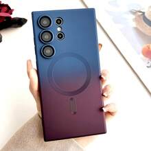 磁吸式无线防刮防震渐变色保护壳，适用于三星 Galaxy S25、S25+、S25 Ultra、S24、S24+、S24 FE、S24 Ultra、S23 Ultra、S22 Ultra、A06、A16、A26、A36、A56 系列 - 藍紅色 - 查看 2