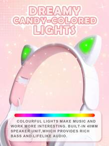 New Cat Ear Wireless Headphones, Gradient Color Cute Headband Earphones With Micro SD Card Slot, Foldable Mini Macaron, Valentine's Day, Christmas, New Year Gift For Women