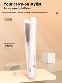 Wireless Charging Flat Iron, Unisex Travel Portable Multifunctional Curling & Straightening Hair Styler, Mini Frizzy Clip, Wireless Non-Rechargeable Mini Flat Iron Low Power Dorm Clip Board