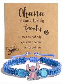 Disney Disney 1pc Disney Cartoon Stitch Alloy Craft Adjustable Braided Bracelet,Great For Wonderful Gifts For Friends And Partners!
