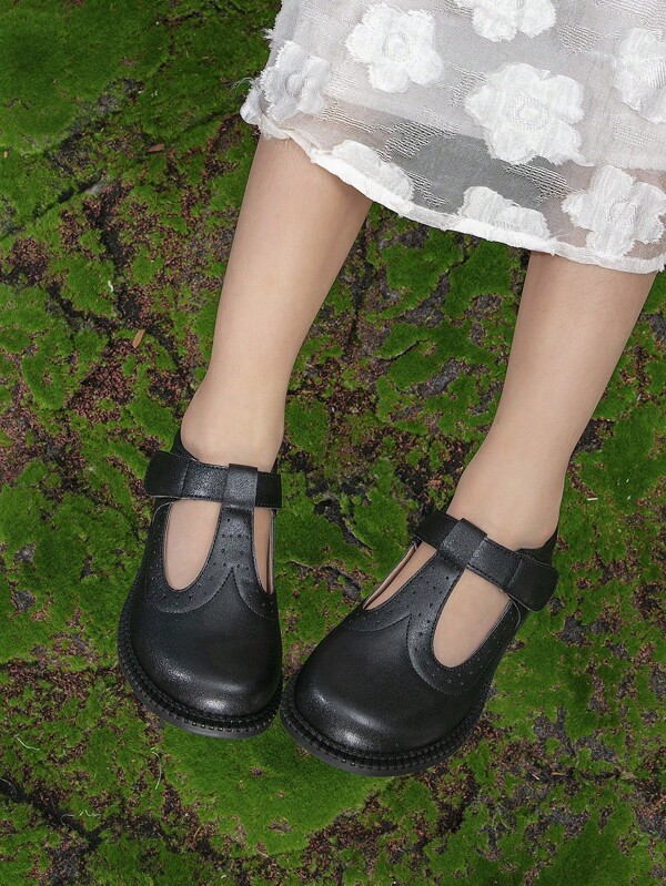 1 Pair Cute And Fashionable Princess Flat Shoes, Decorative And Suitable For School Campus For Girls