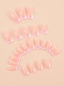 192 件中号方形心形指甲设计法式尖头按压指甲短款完美贴合亚克力假指甲套装包括：1 件果冻胶和 1 件指甲锉，心形指甲适合女性和女孩日常生活和派对情人节使用 - 彩色 - 查看 6