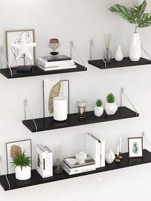 1 件免钻浮动壁架，单层，适用于书籍、植物、家居装饰、宿舍、书架