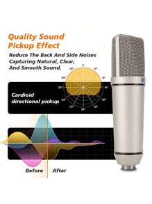 LMBGM U87 人声电容麦克风桌面悬挂式，适用于现场录音人声音乐工作室