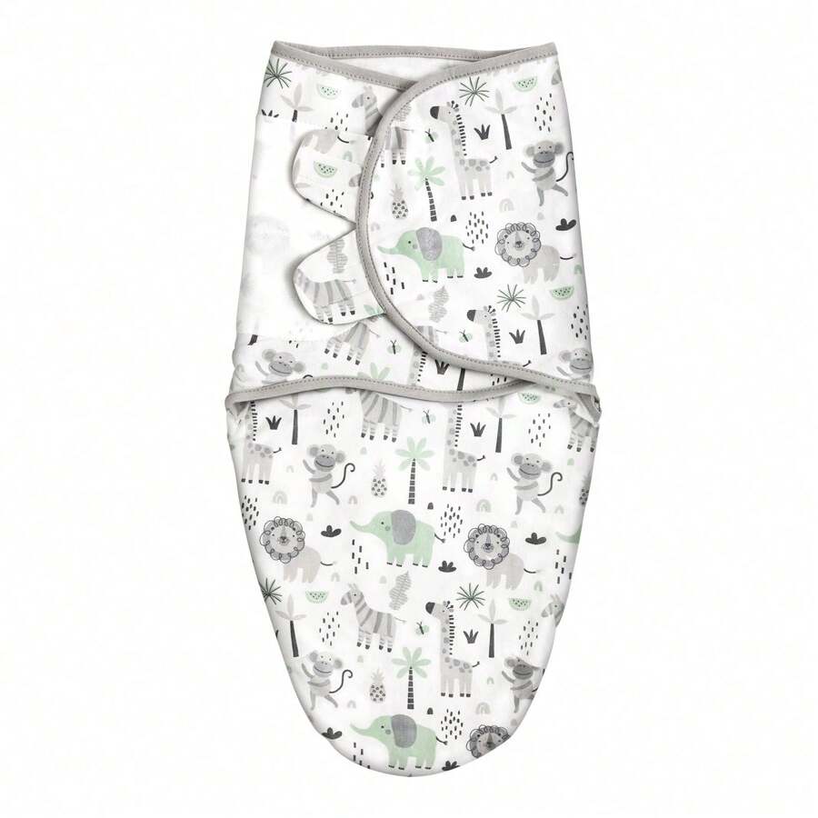 Baby Wrap-Style Sleeping Bag, Anti-Kick Quilt, Built-In Anti-Scare Baby Sleeping Bag For Newborns, Cartoon Pattern, Pure Cotton, 0-3M - 動物園 - 查看 1