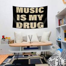 1pc-MUSIC IS MY Music Abstract Cartoon Art Design Tapestry Color Wall Hanging Flag Halloween Decor Fall Decor Home Decor Halloween Decorations Halloween Decoration Room Decor