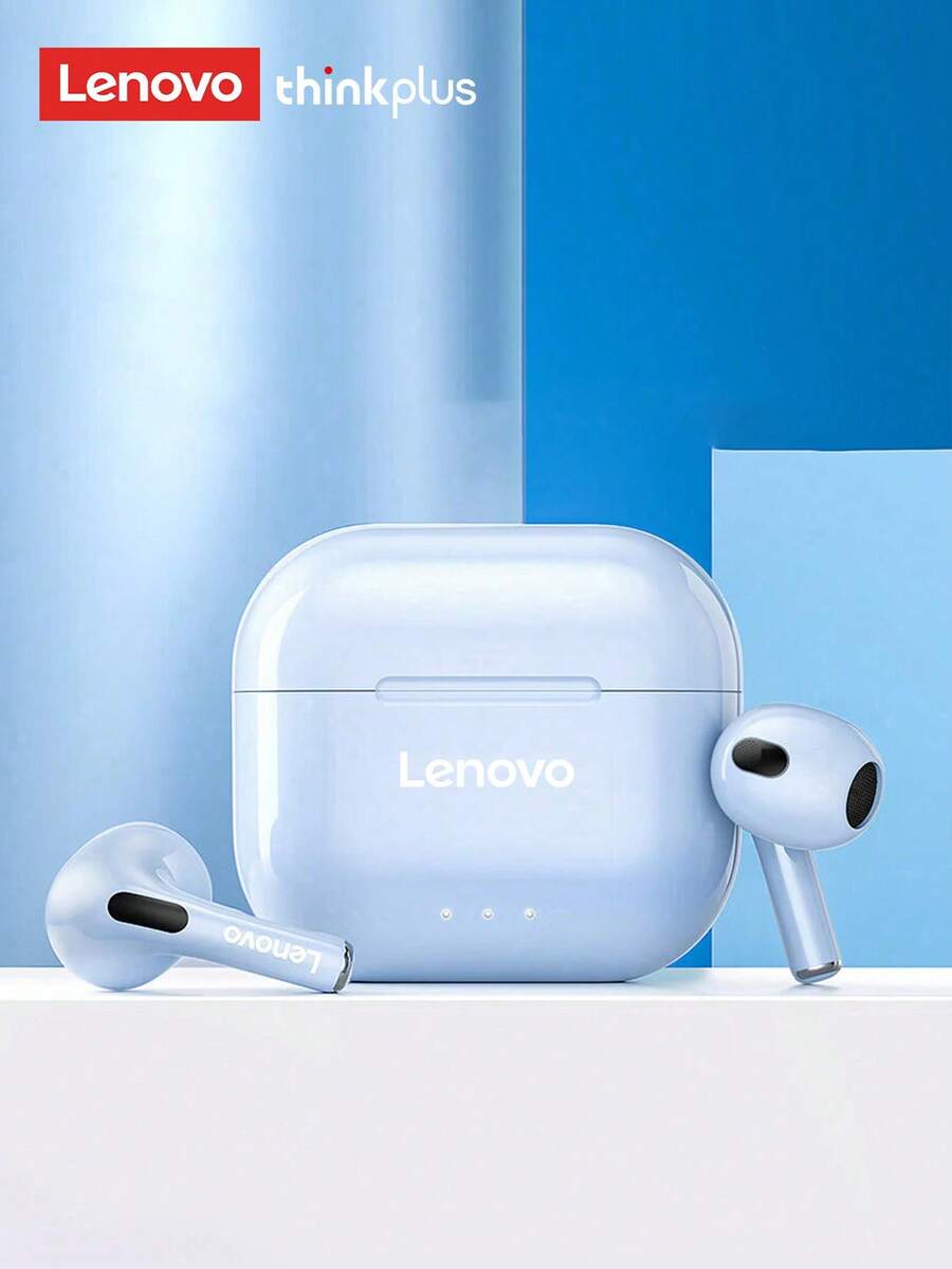 Lenovo LP40 II Bluetooth Earphones, In-Ear Sports Type, Deep Bass Music, Long Battery Life, Low Latency, HD Voice Call With Mic, Compact & Portable, Passive Noise Cancellation, Wireless Earbuds - 藍色 - 查看 1