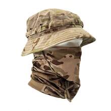British SAS Short Brim Boonie Hat MC Dark Night Tactical Camouflage Sun Protection Hat Outdoor Hiking Sunshade Round Edge Bucket Hat (Hat And Mask ) - Multicolor - View 8