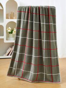 1pc Cotton Plaid Pattern Simple Bathroom Bath Towel, Soft Hand Towel, Thick And Absorbent, Suitable For Bathroom, Gym, Hotel, Beach - Great Everyday Essential And Perfect Gift For Home, Travel, Valentine's Day, Mother's Day