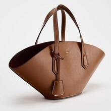 New Fashion Women's Handbag For Work Commuting, Stylish Simple Tote Shoulder Crossbody Bag With Large Capacity - màu nâu - Xem 6