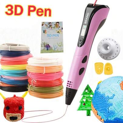 GOLDFOX 3D-printpen voor doe-het-zelf kunst, knutselen, graffiti en tekenen, inclusief LCD-scherm en 36 meter PLA-filament.