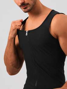 ARUNOW Sauna Sweat Vest Workout Tank Top Waist Trainer Shirt For Men Compression Workout Enhancing Vest With Zipper