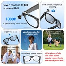 New Smart Glasses: Multi-Functional, Support HD Calling, Lossless Music Playback, Built-In Rechargeable Long-Lasting Battery, High Transmittance High-Definition Lenses, Unisex, Suitable For Various User Groups, Equipped With Sensitive Touch Sensing System, Meet Diverse Scenario Needs. - Multicolor - View 2
